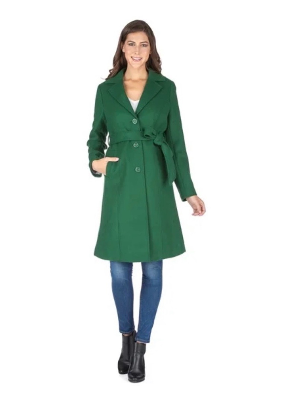 Women’s Green Belted Trench Coat